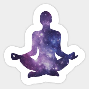 Meditation in Space Purple Lotus Pose Sticker